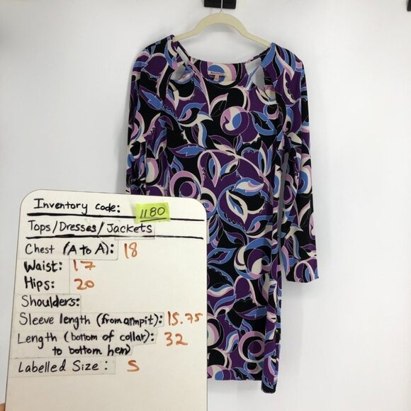 Juicy Couture Purple Black Abstract Long sleeve Viscose Mini  Dress size S - Picture 16 of 16